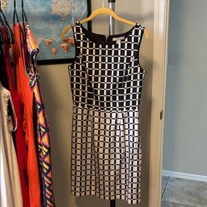 Banana Republic Black and White Geometric Mini Dress